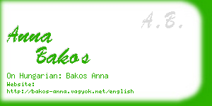 anna bakos business card